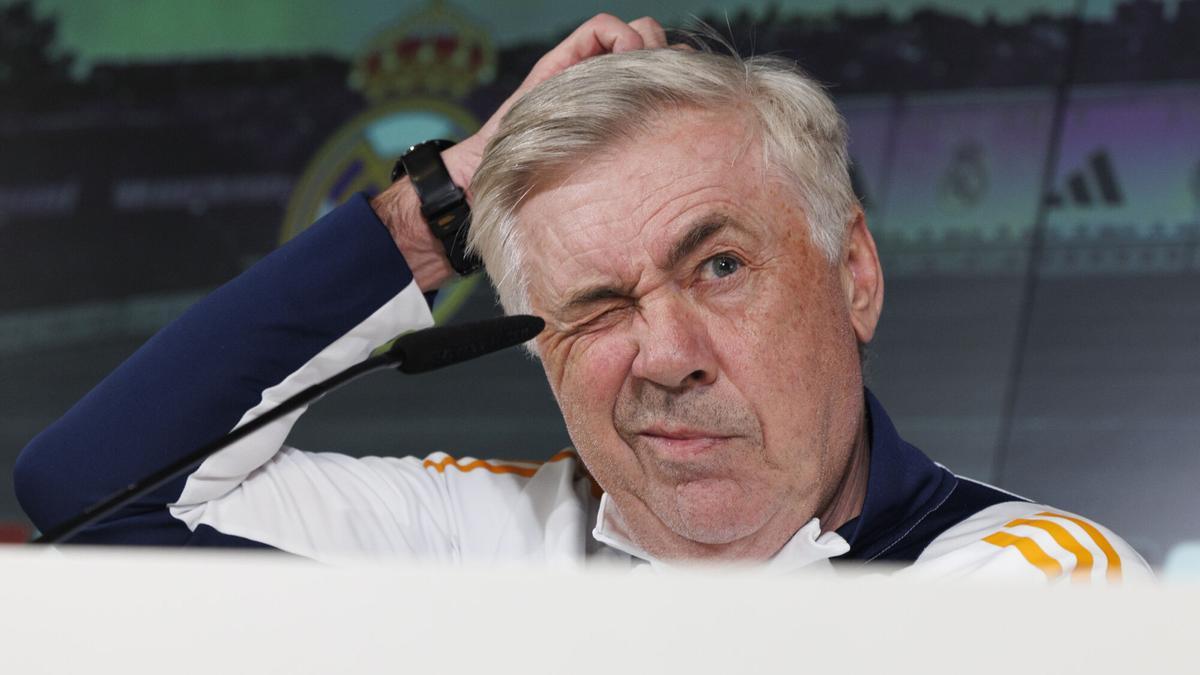 Carlo Ancelotti, entrenador del Real Madrid, en rueda de prensa.