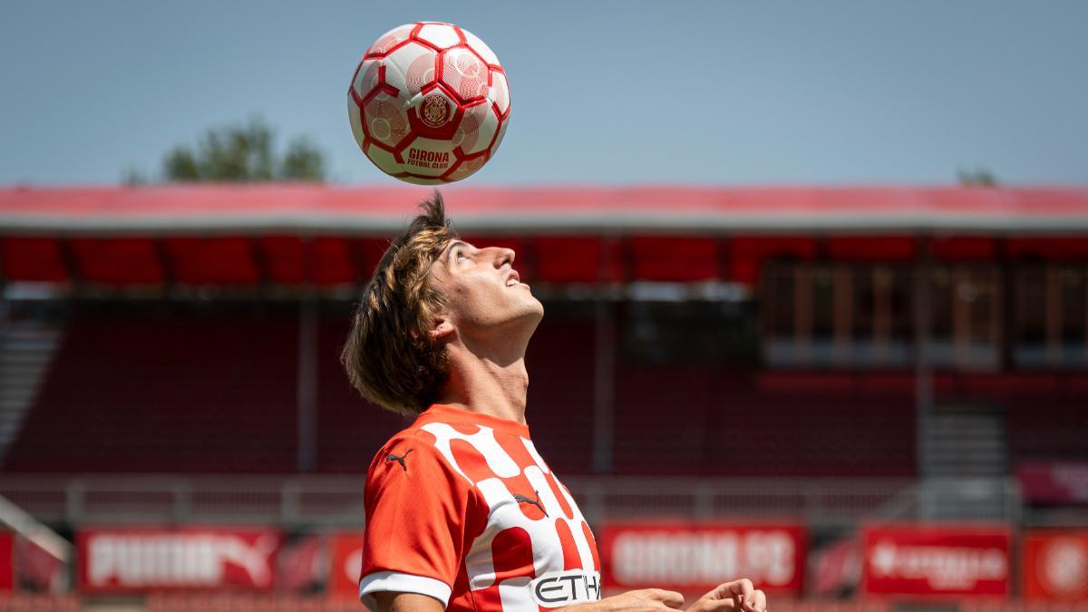 Bryan Gil, en su presentación como nuevo jugador del Girona