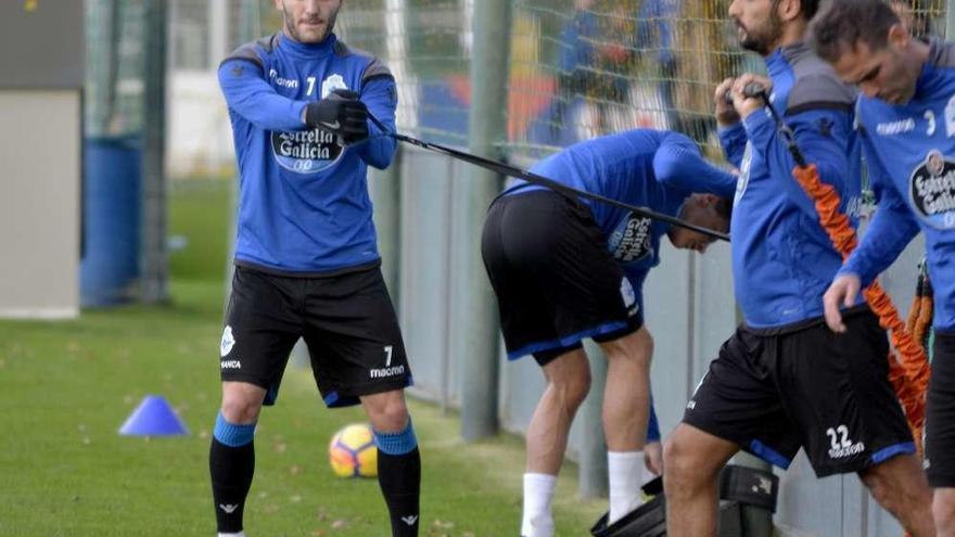 Lucas Pérez, el sábado en Abegondo.