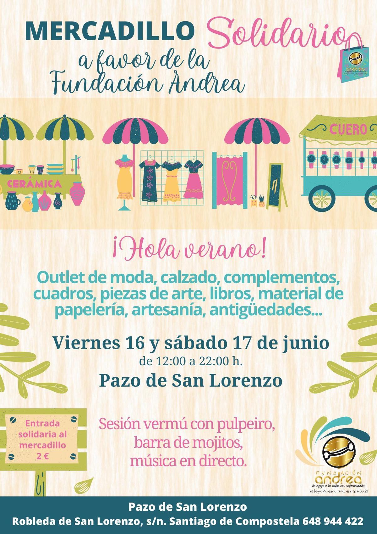 Cartel del Mercadillo Solidario a favor de la Fundación Andrea