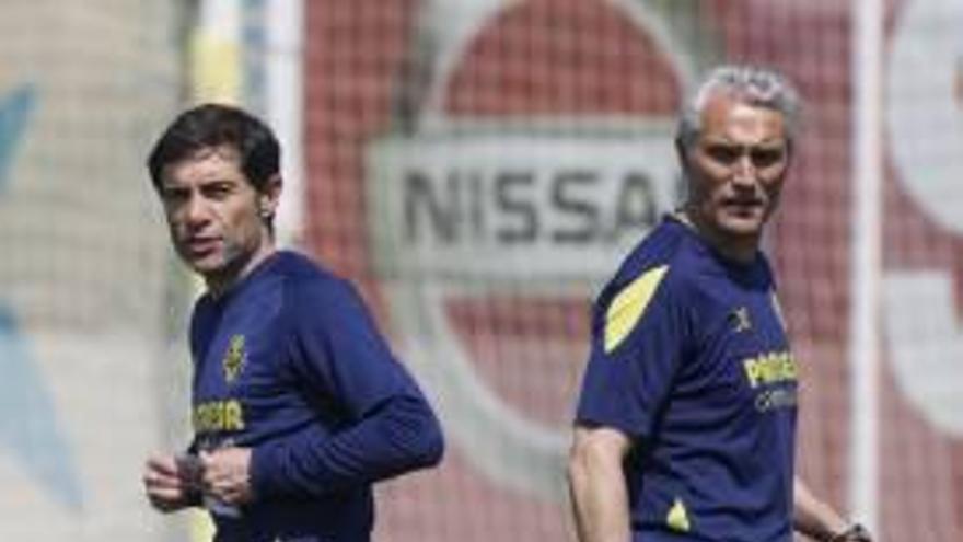 Marcelino y Rubén Uría, durante un entrenamiento.