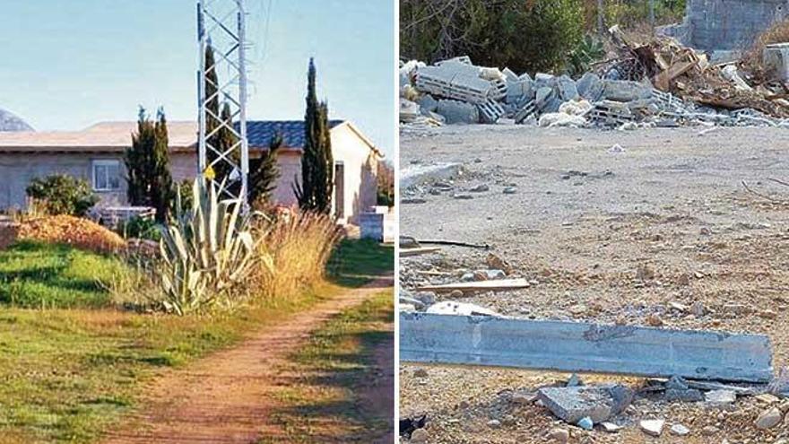 El antes y el después de la demolición voluntaria de un chalet en Santa Maria.