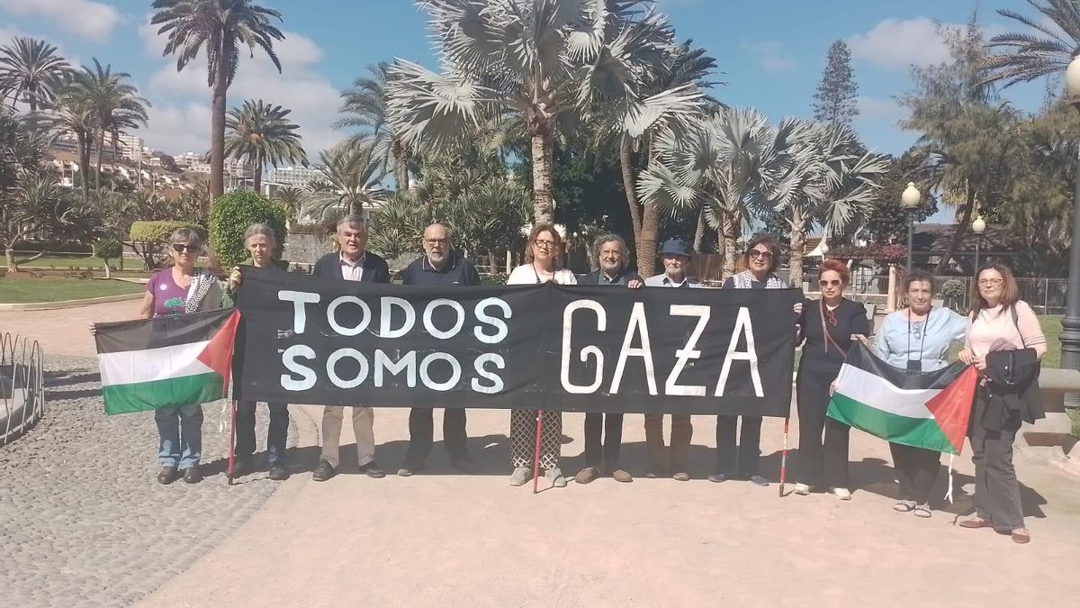 Parte de los promotores de la manifestación del sábado, este jueves en el parque Doramas en Las Palmas de Gran Canaria.