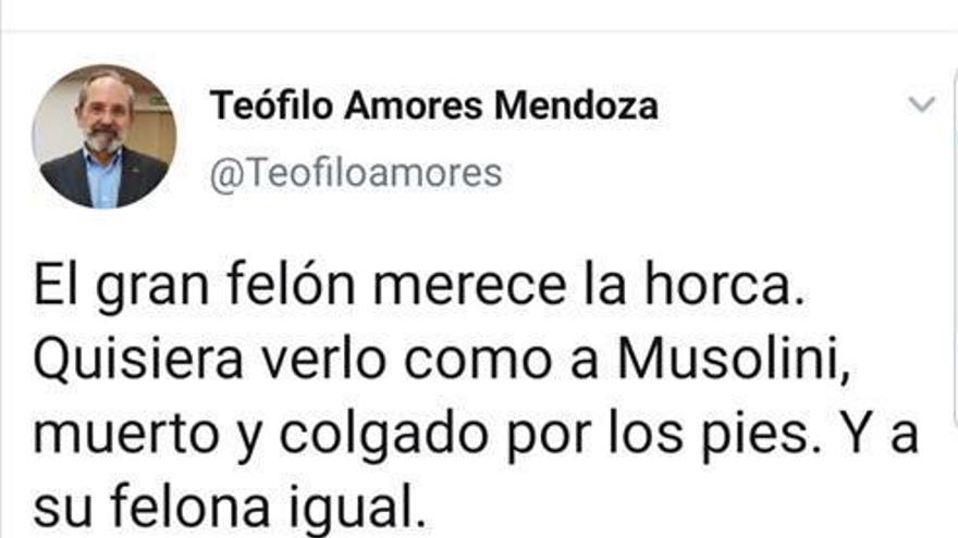 Justicia denuncia ante la Fiscalía un tuit que aparecía en la cuenta de Amores en el que se deseaba la muerte de Sánchez