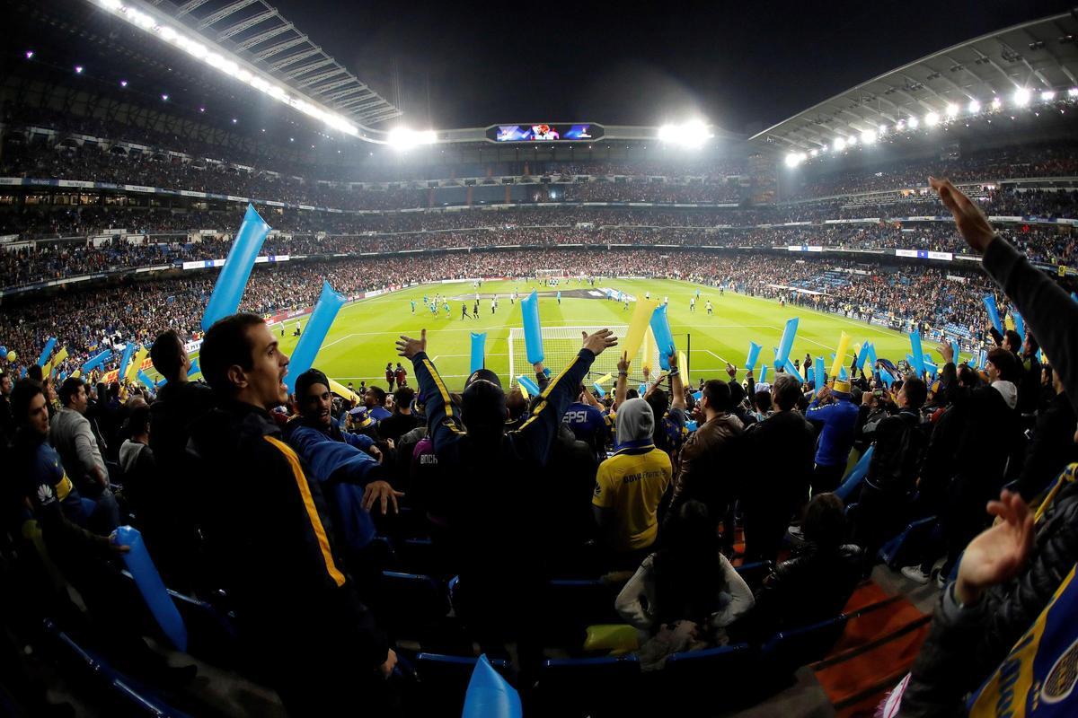 Ambiente en la final de la Copa Libertadores que se disputó en 2018  en el Santiago Bernabéu.