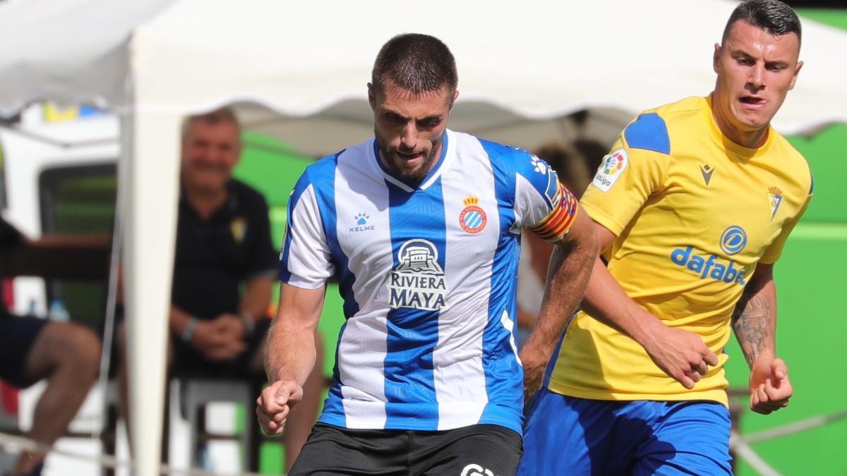 David López, en el partido contra el Cádiz