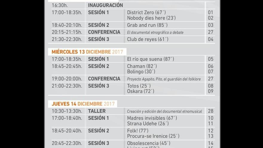 Agenda y calendario de proyecciones de la primera edición del festival internacional.