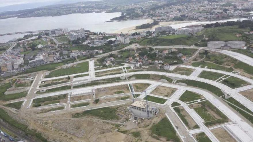 Imagen aérea de la urbanización del parque ofimático en Eirís.