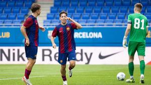 Dani Rodríguez celebrando su gol ante el Amberes en la Youth League