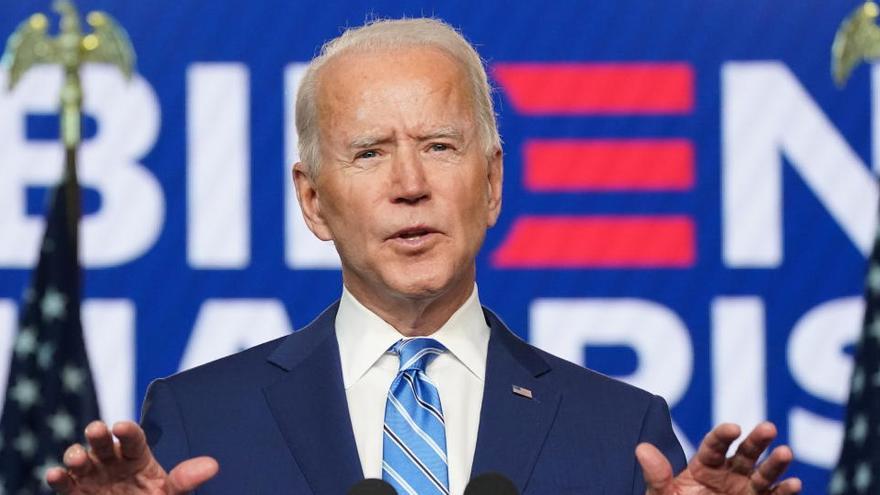 Pla mitjà del candidat demòcrata, Joe Biden, durant un discurs