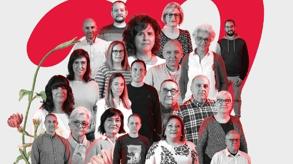 Las personas que integran la candidatura de Xàtiva Unida, encabezada por Amor Amorós.