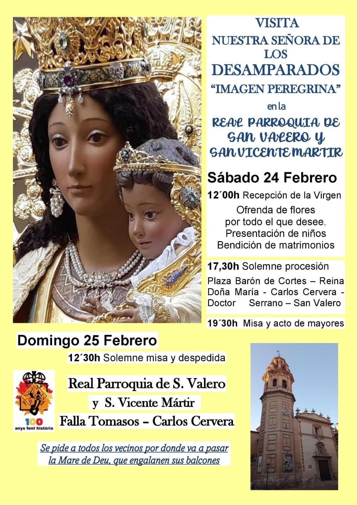 Programa de la visita de la Virgen a Tomasos