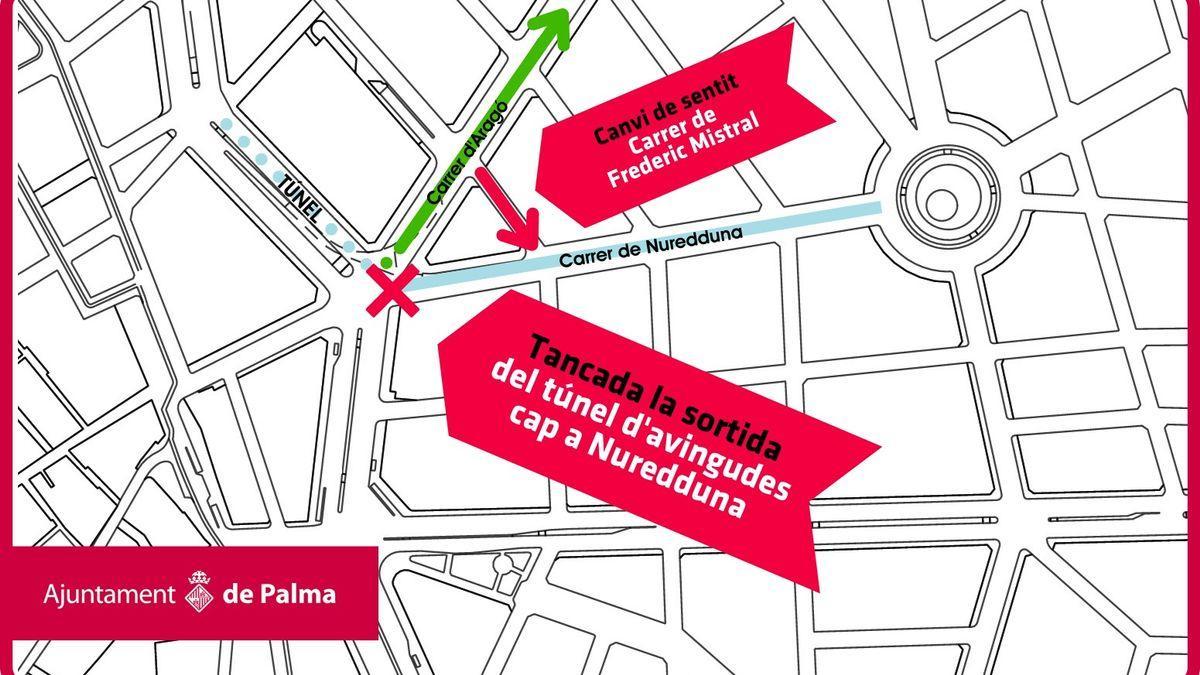 Umleitung im Carrer Nuredduna in Palma de Mallorca