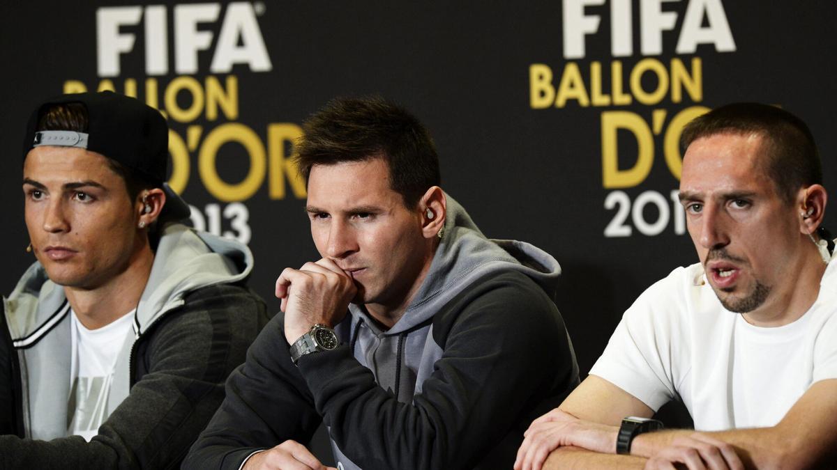 Cristiano, Messi y Ribery coparon el podio del Balón de Oro en 2013
