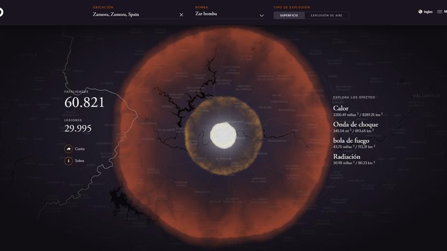 VÍDEO | Simulación de la caída de una bomba nuclear en Zamora