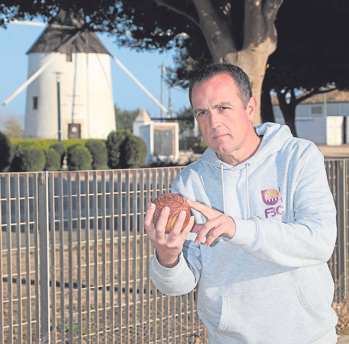 David Alonso en el Campo de Bolos de El Pasico.
