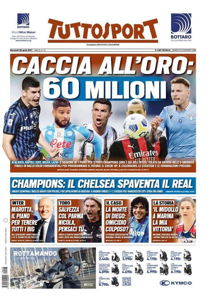 La portada de Tuttosport del 28/04/21