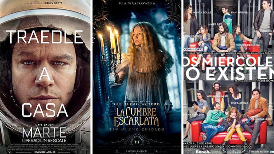 &#039;Marte&#039;, &#039;La cumbre escarlata&#039; y &#039;Los miércoles no existen&#039;.