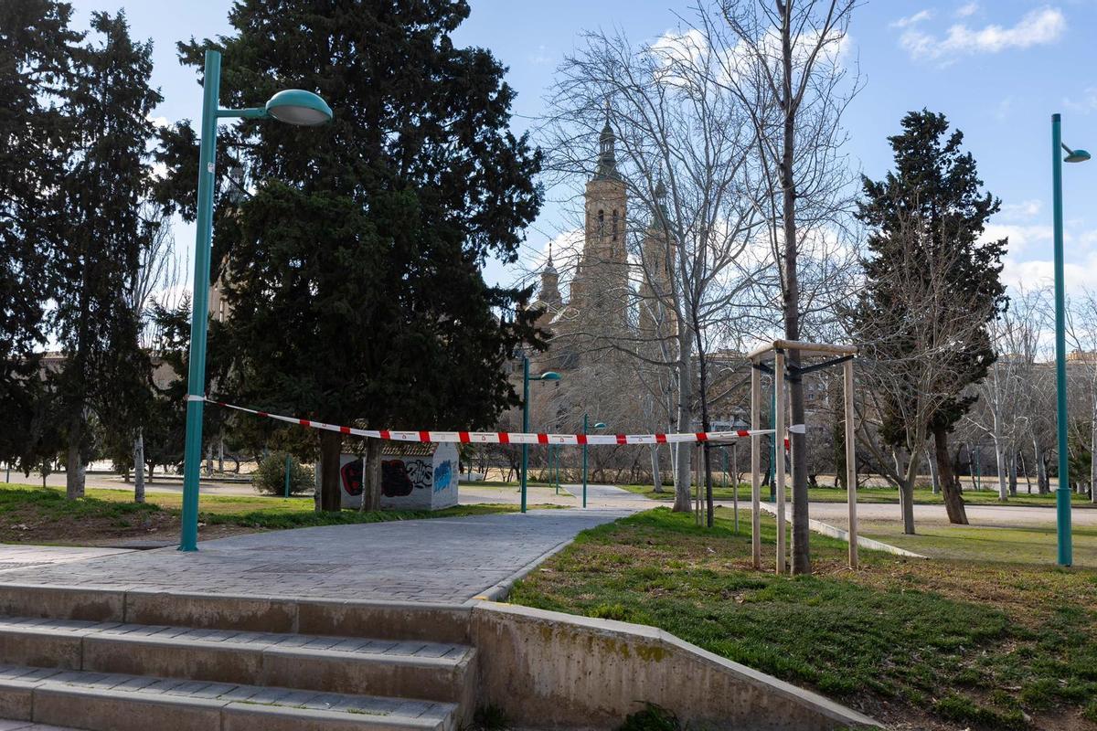 En imágenes I Árboles caídos en Zaragoza y parques cerrados por el viento
