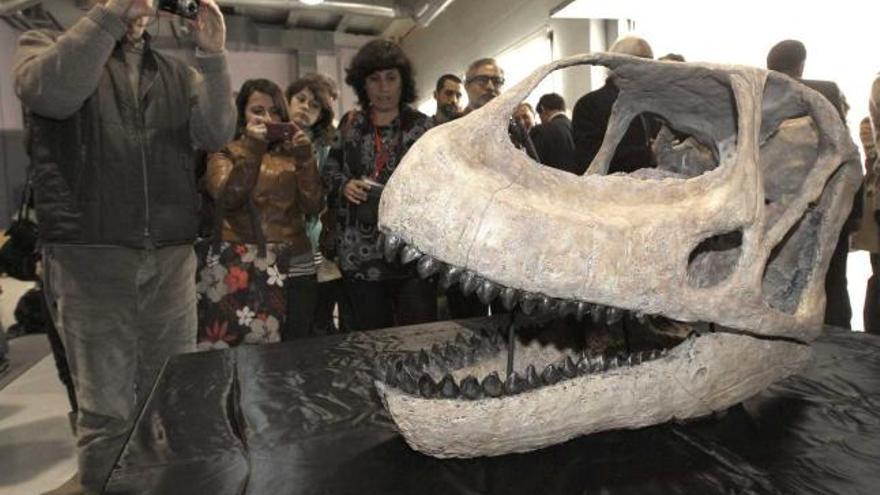 Presentación del cráneo del «Turiasaurus» en Dinópolis.