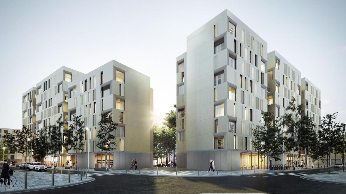 Imagen virtual de la nueva promoción de vivienda protegida en la Illa Acer de la Marina del Prat Vermell.