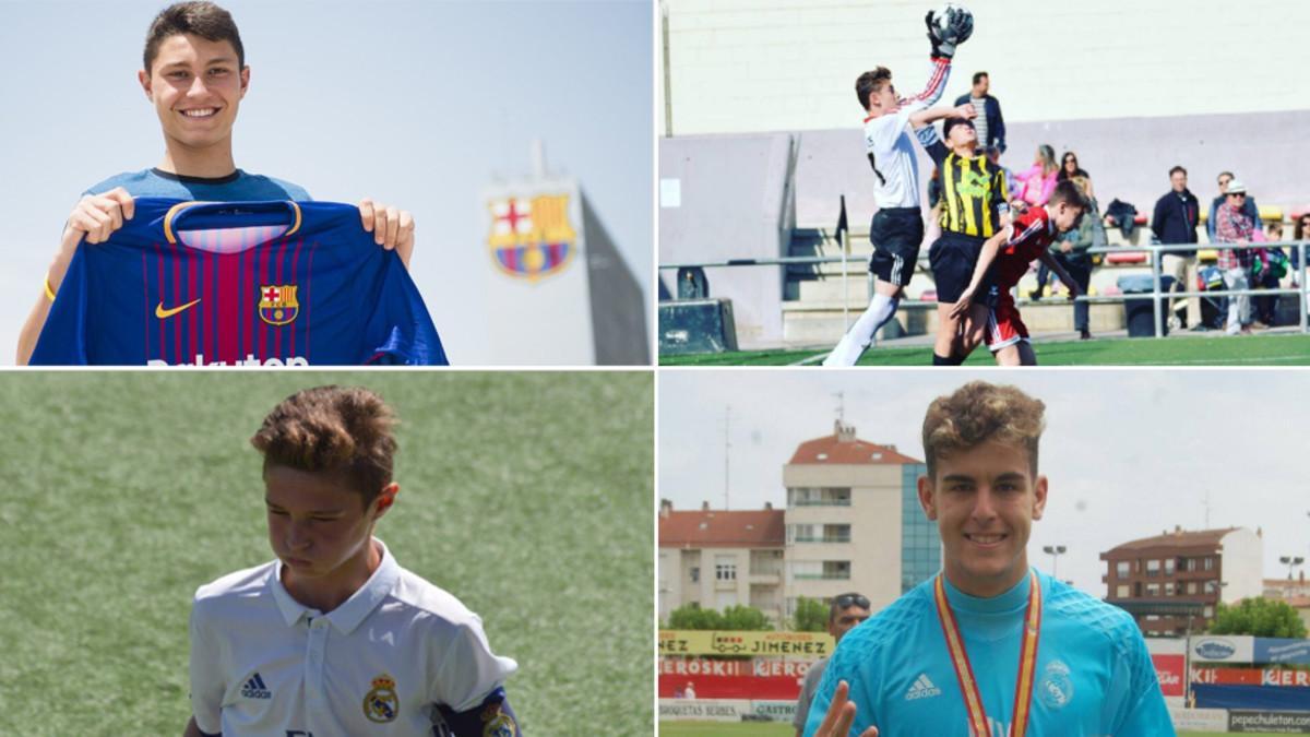 Arriba, Jorge Cuenca (Barça B) y Alejandro Ramos (Infantil A), abajo; David Cuenca (Cadete A) y Darío Ramos (Juvenil A)