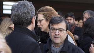 Javier Cercas, en el funeral de Claudio López de Lamadrid, este lunes.