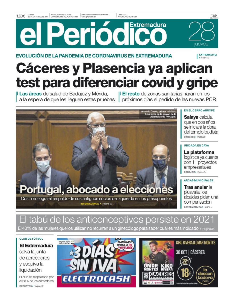 Consulta la portada correspondiente al día 28 de octubre del 2021