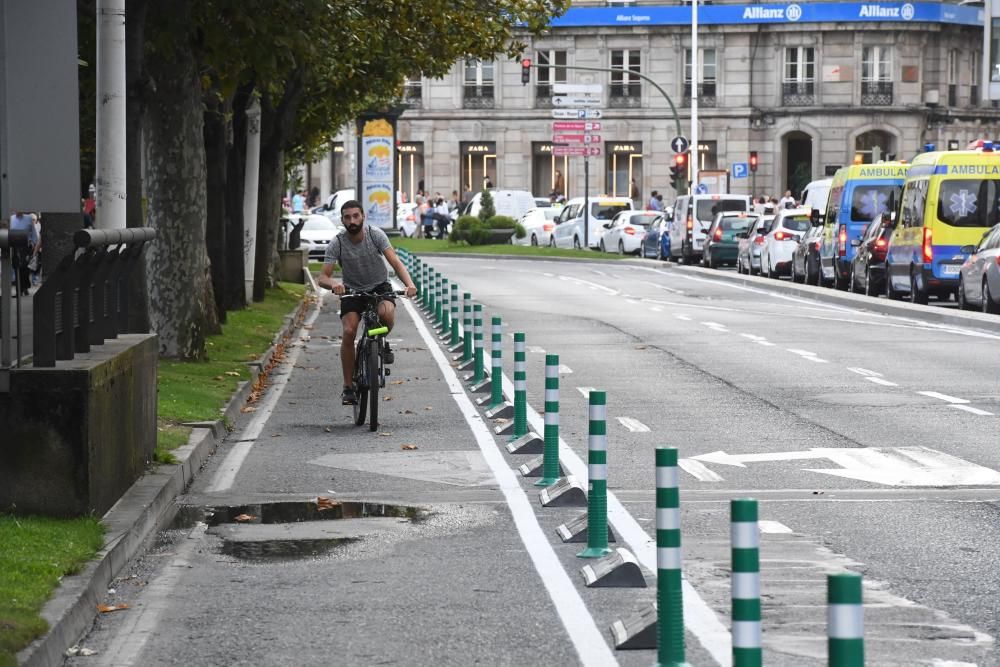 A Coruña estrena un nuevo tramo de carril bici