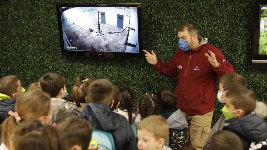 Una visita de escolares al hospital de la fauna del parque de Redes. | Fernando Rodríguez