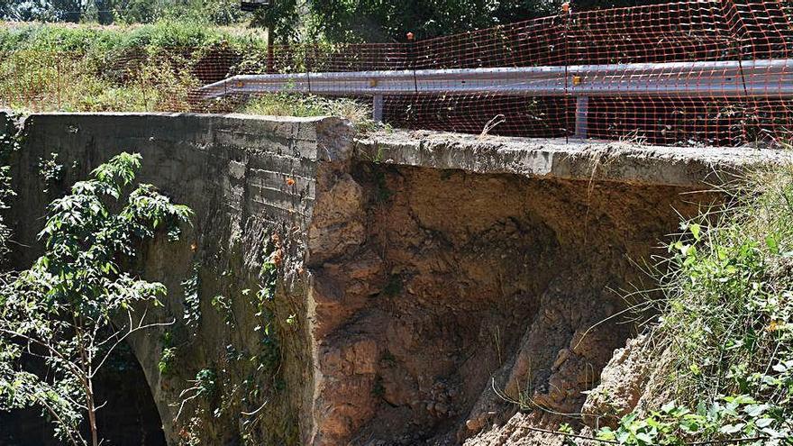 L&#039;extrem del pont afectat per l&#039;aiguat del 13 de juliol passat, aquest dimecres