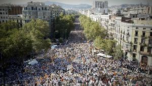 La manifestación del Onze de Setembre del 2016 en Barcelona, a la altura del paseo de Lluís Companys.