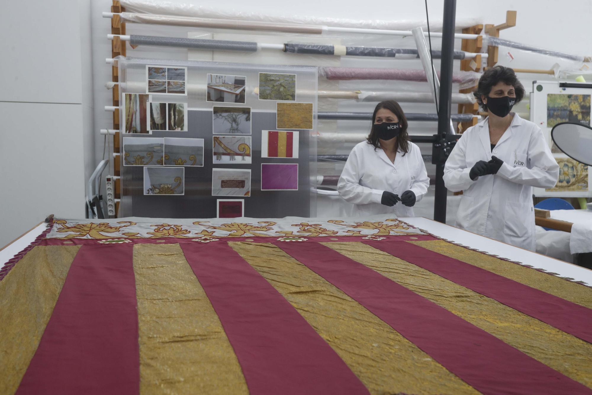 Así luce la "Senyera" tras su restauración y posterior traslado