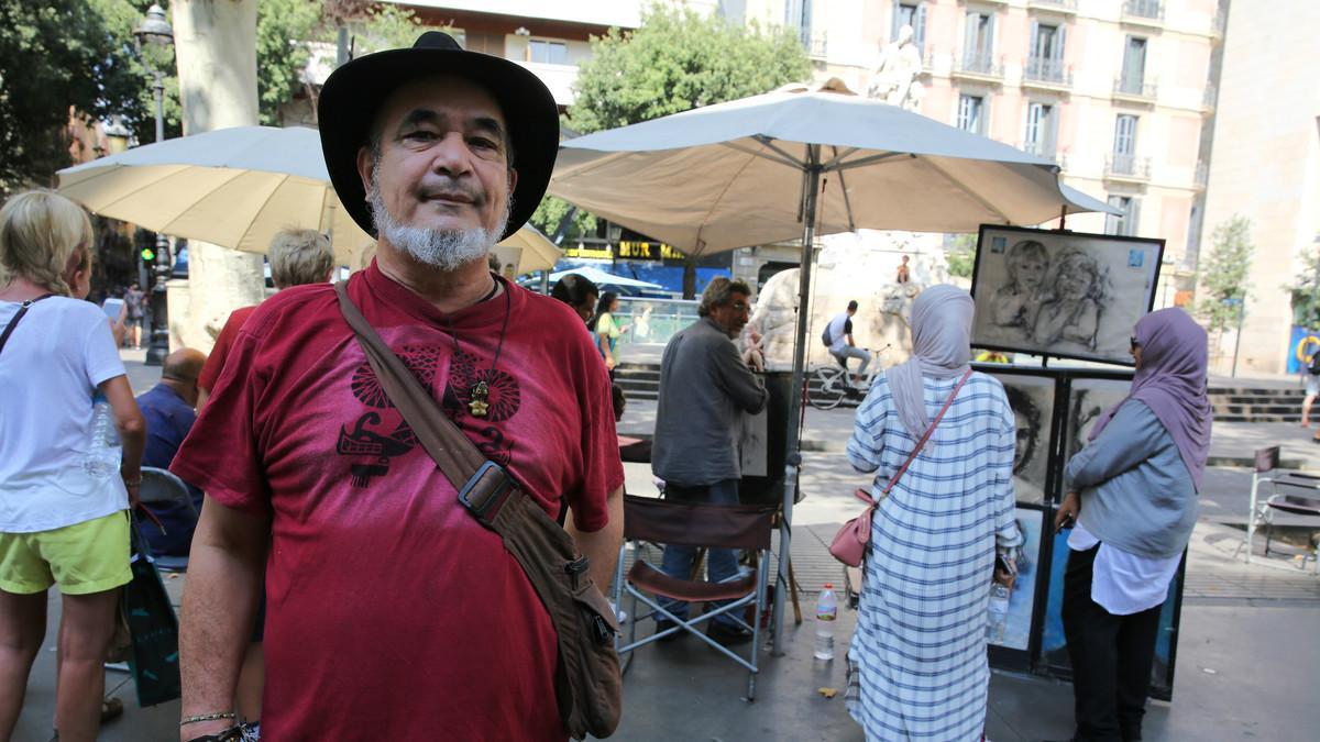 Galo Ariel Vega, retratista de la Rambla de Barcelona