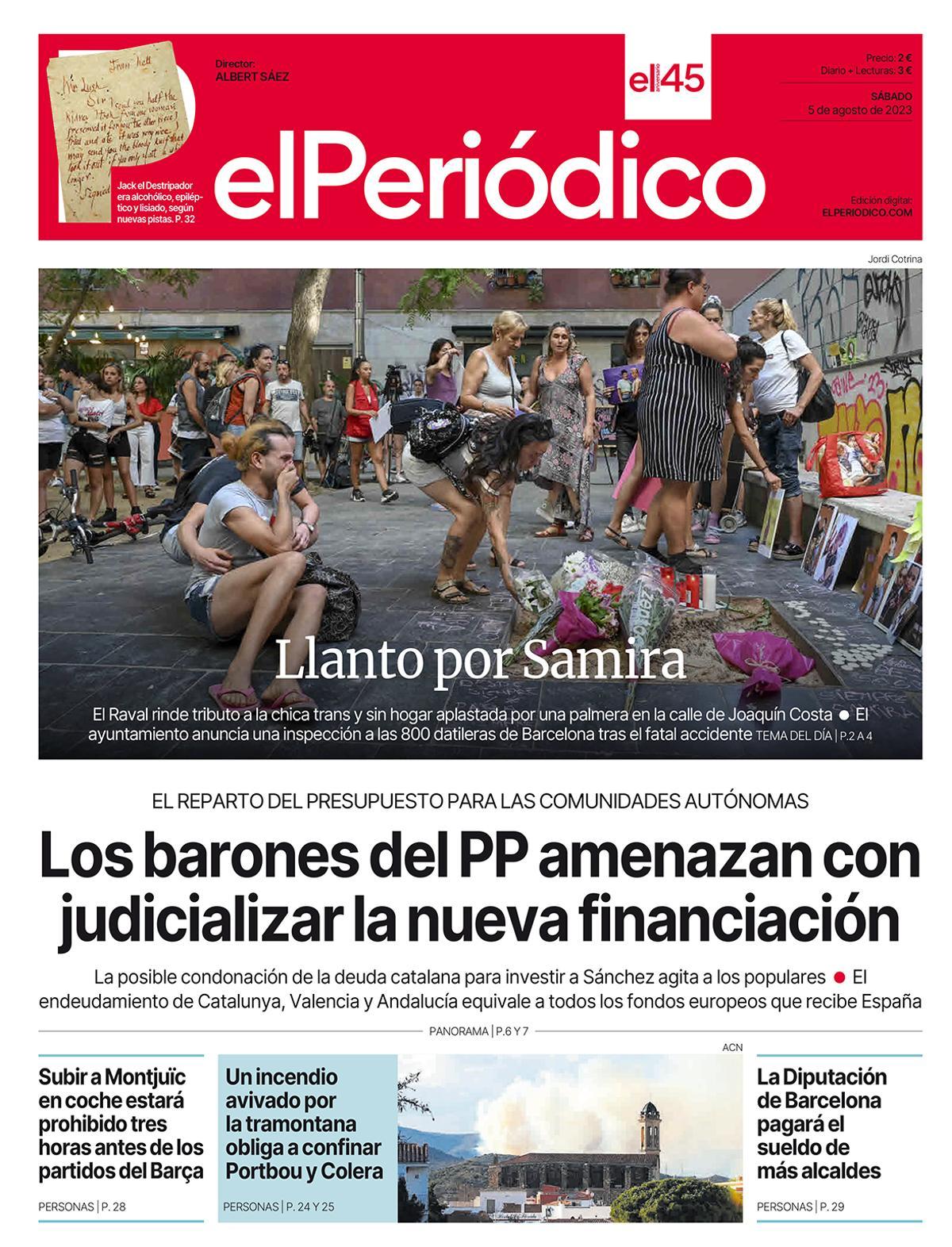 La portada d’EL PERIÓDICO del 5 d’agost del 2023