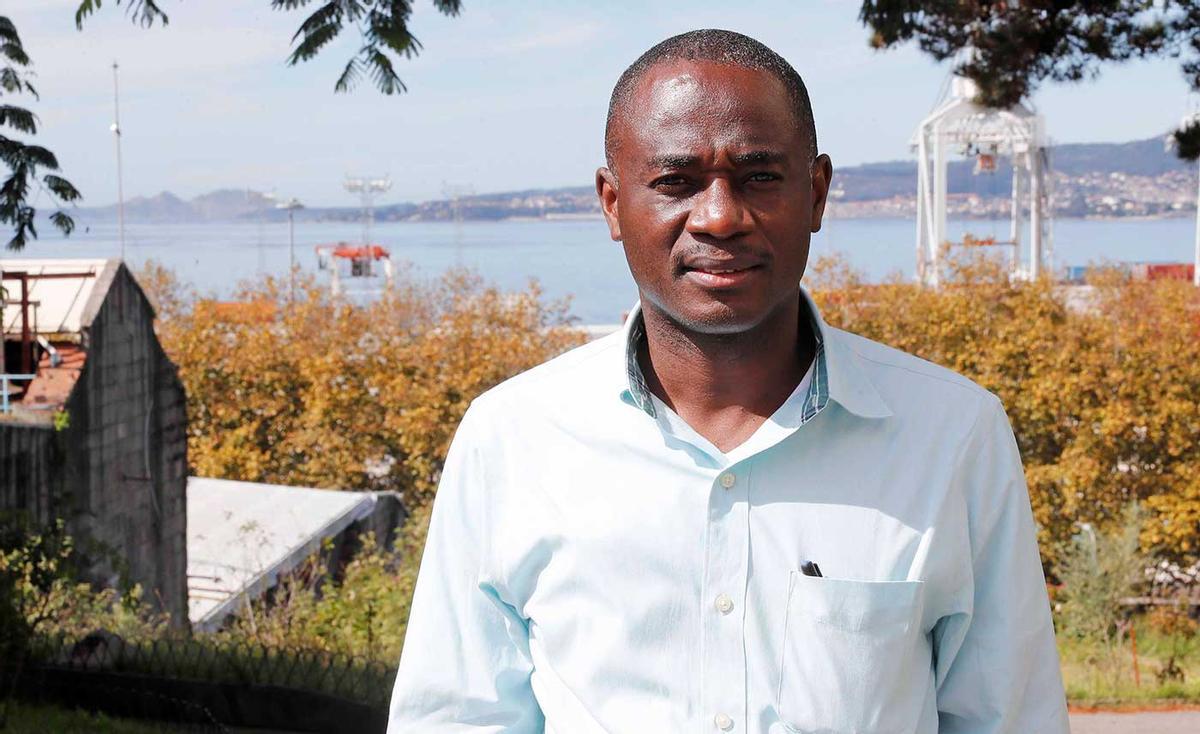 El jesuita haitiano Paul-Fils Belotte durante su visita a Vigo.