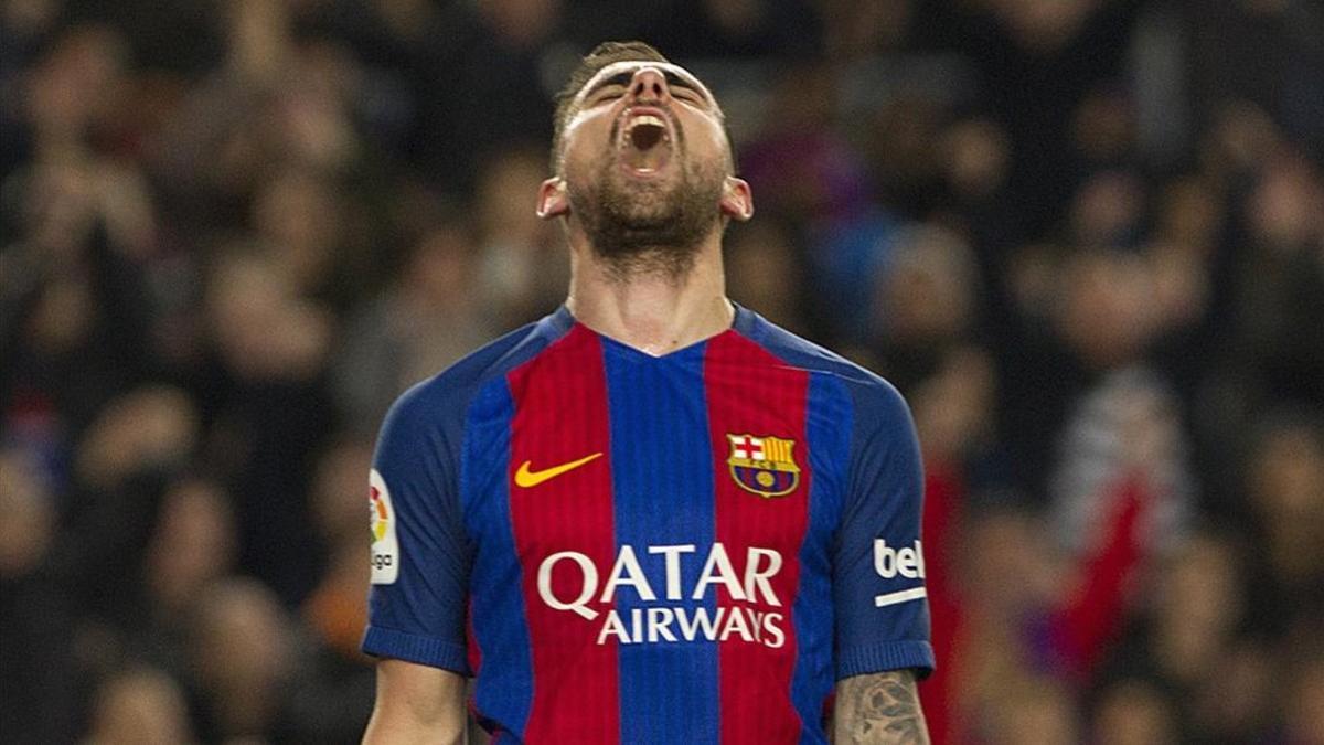 El delantero valenciano ha celebrado con rabia su primer gol oficial con el Barça