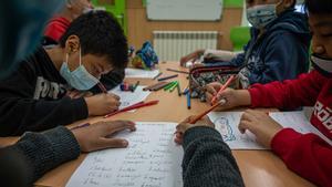 Alumnos de primaria en una escuela de Barcelona.