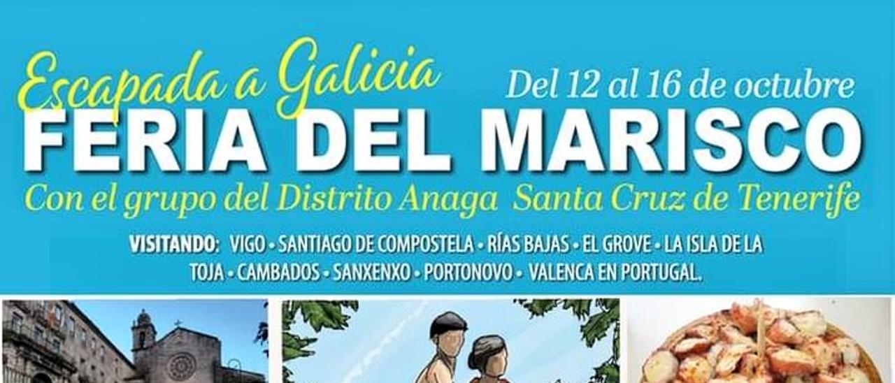 Cartel con el que el Ayuntamiento de Santa Cruz anuncia el viaje a Galicia.