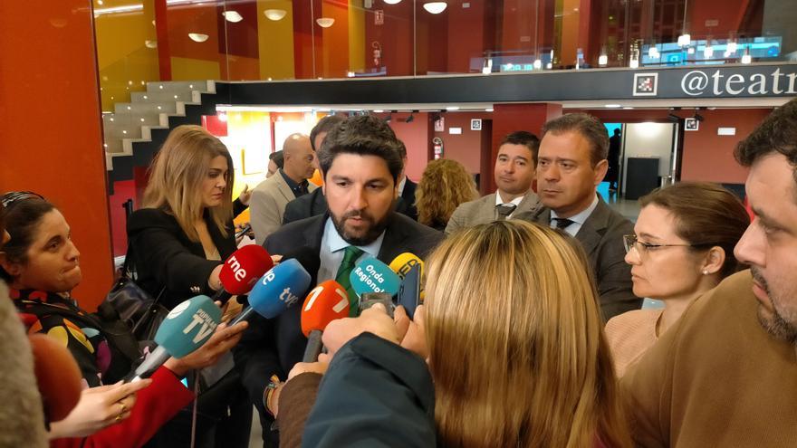 El presidente del Gobierno regional, Fernando López Miras, durante su intervención