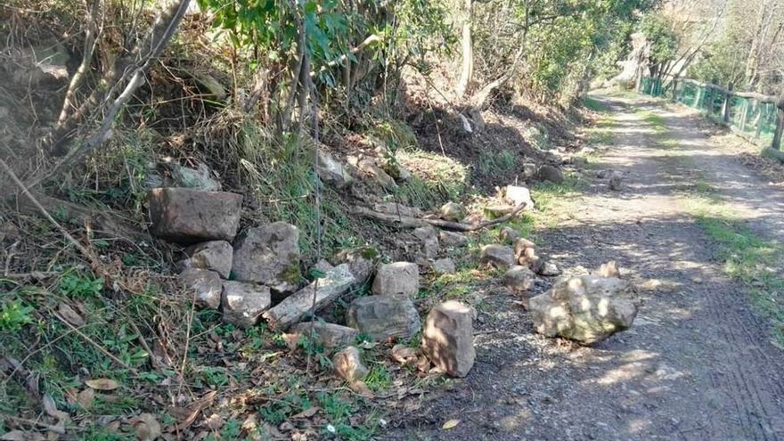 Muros de piedra que se derrumban por la acción del jabalí