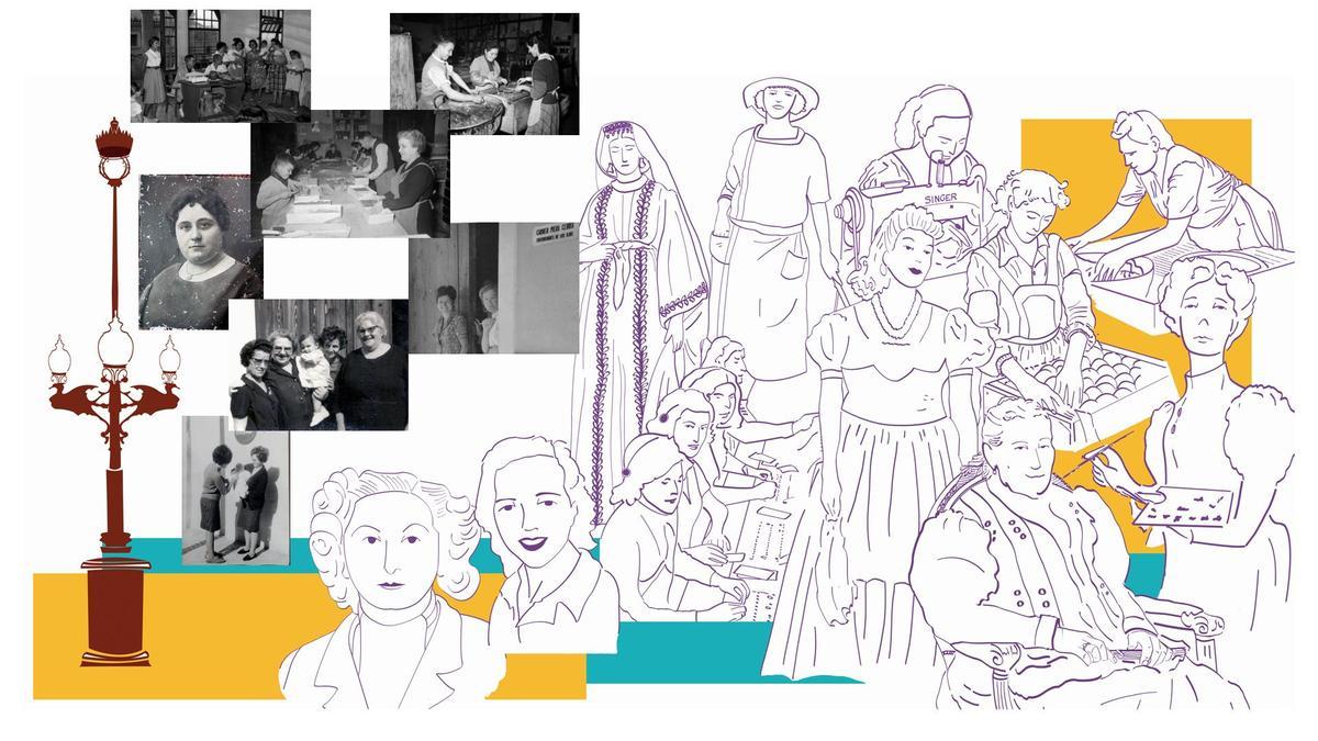 Ilustraciones de Manola Roig sobre mujeres suecanas para el libro «La metja dels ulls».