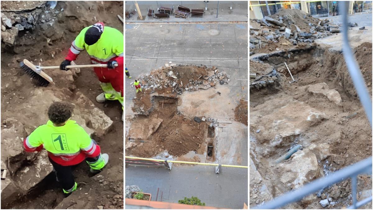 Posibles restos arqueológicos hallados en las obras de la ronda de Sant Antoni.