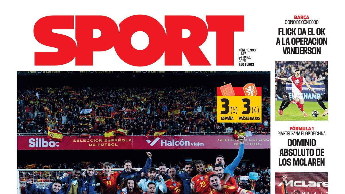 La portada de SPORT de hoy, lunes 24 de marzo de 2025