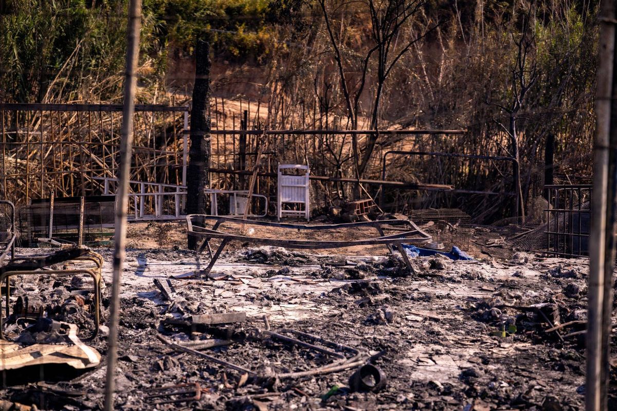 El 1 de julio de 2025, un día después del incendio, la zona cero en las barracas cercanas al Port de Barcelona revela las cenizas de lo que fueron muebles, herramientas y elementos de huerto, testimonio de la destrucción causada por el fuego.