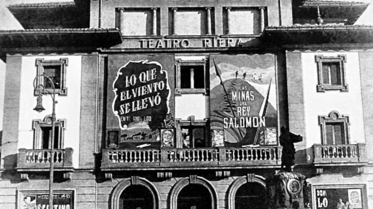 Recreación de una imagen antigua del Teatro Riera, que celebra actualmente sus 80 años de vida.