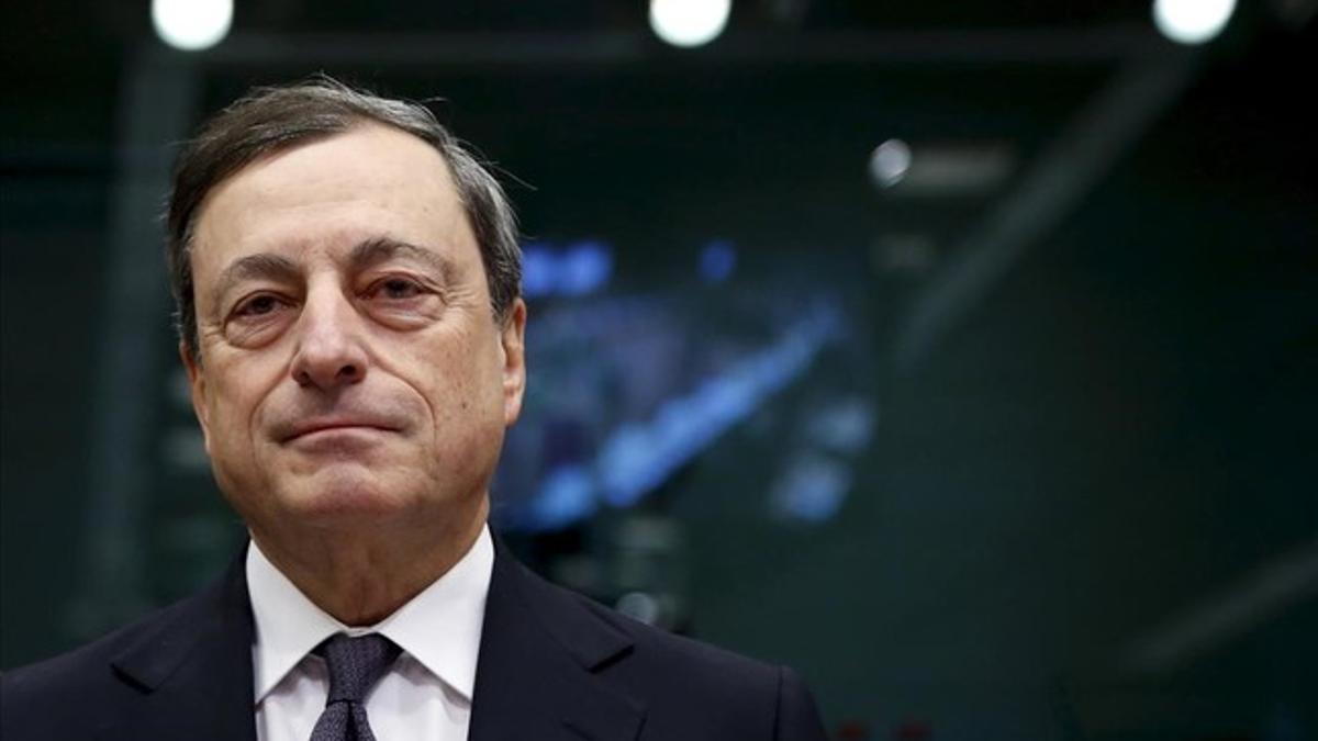 Mario Draghi, presidente del Banco Central Europeo, en la reunión de enero del Eurogrupo en Bruselas.