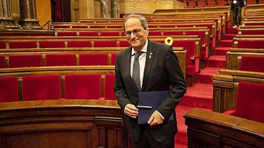 El president de la Generalitat, Quim Torra, al Parlament a principis de gener.