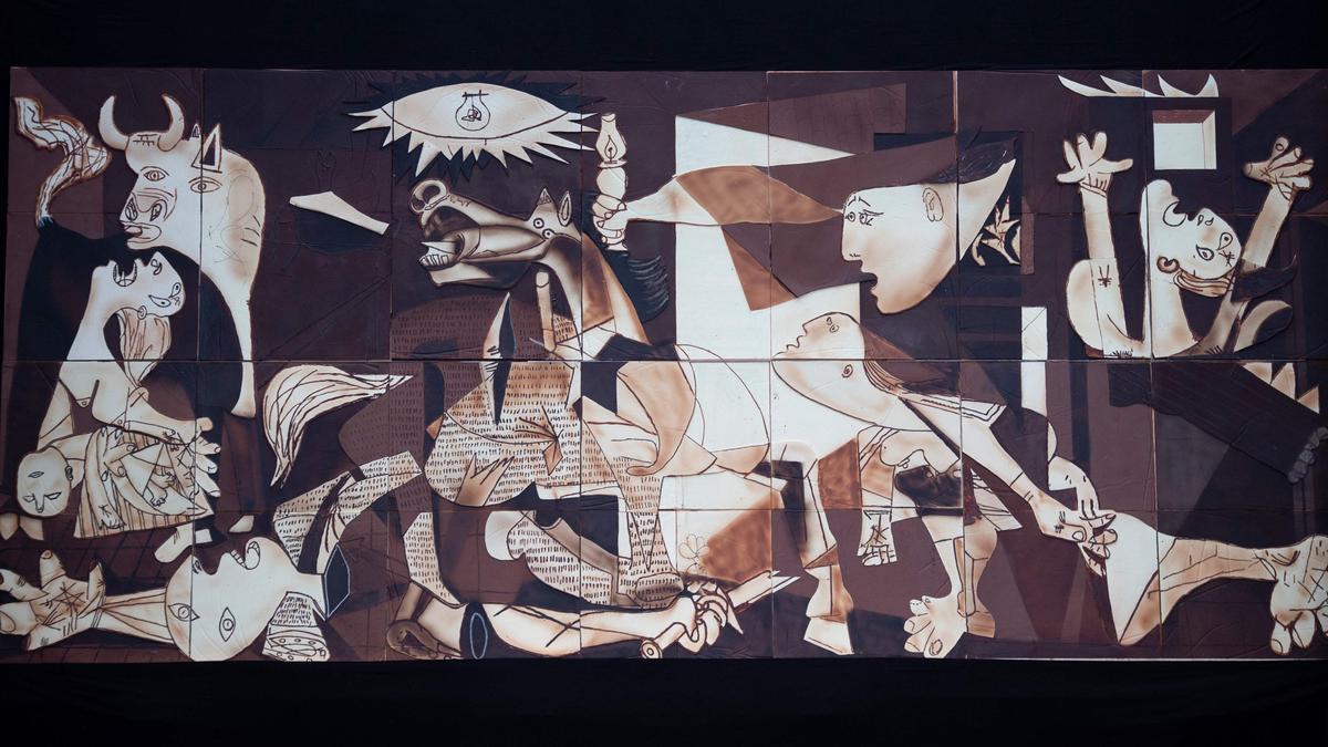 Recreación en chocolate del 'Guernica' de Picasso.