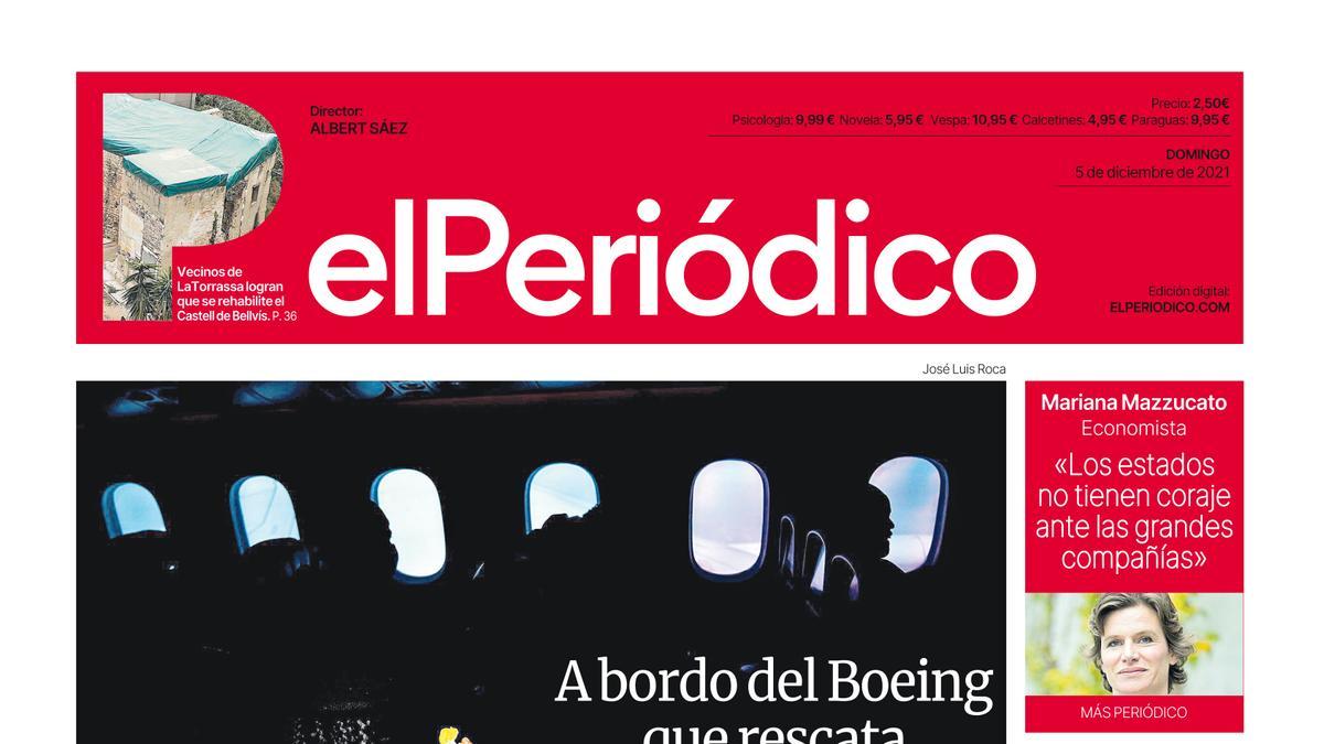 La portada de EL PERIÓDICO del 5 de diciembre de 2021.